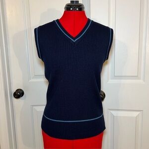 Vintage Fruit of the Loom Navy Blue Ribbed Knit Sweater Vest Womens S-M?